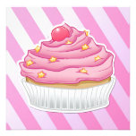 Randig muffin för rosa jordgubbe inbjudningar