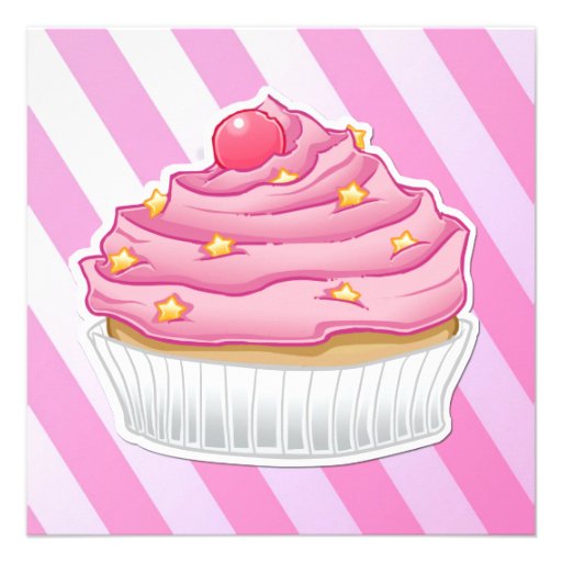 Randig muffin för rosa jordgubbe inbjudningar