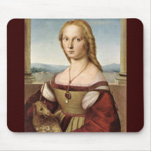 Raphaels dam med en Unicorn Mousepad Musmattor