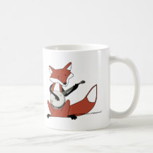 Räv som leker banjoen kaffe koppar