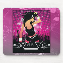 Raver Girl Dancing DJ Mouse Pads