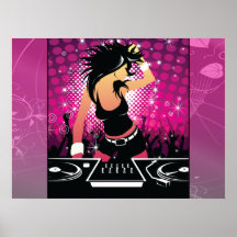Raver Girl Dancing DJ Print