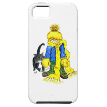 Ready to Go Outside - little girl and her cat iPhone 5 Case