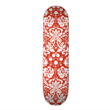 Red damask pattern custom skateboard