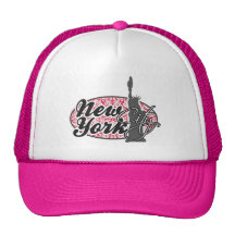 Red Damask Pattern; New York; Statue of Liberty Hats