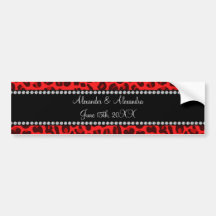 Red leopard pattern wedding favors bumper sticker