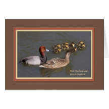 redhead_and_mallard_with ducklings4083 hälsningskort