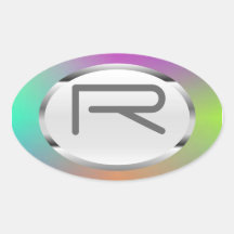 Redigerbart R "färgrik metallisk" silverOvalkliste