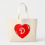 Reflekterande röd Monogrammed hjärta Tote Bags