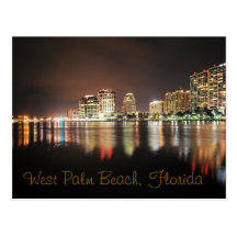 Reflexioner av West Palm Beach på natten Vykort