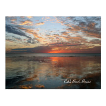 Reflexionssolnedgång, kabelstrand, Broome, Austral Vykort
