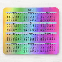 Regnbåge Mousepad för 2014 kalender Musmattor