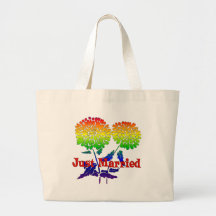 Regnbågeblommagiftermål Tote Bags