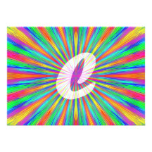 RegnbågebristningsMonogram C Individuella Inbjudningskort