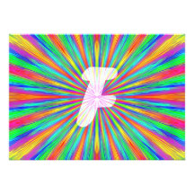 RegnbågebristningsMonogram F Kort För Inbjudningar