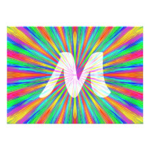 RegnbågebristningsMonogram M Kort För Inbjudningar