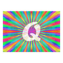 RegnbågebristningsMonogram Q Personliga Inbjudan
