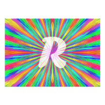 RegnbågebristningsMonogram R Anpassade Inbjudan