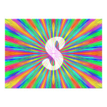 RegnbågebristningsMonogram S Personliga Inbjudningskort