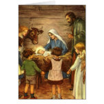 Religiös jul för vintage, Nativity, baby Jesus Hälsningskort