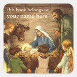 Religiös jul för vintage, Nativitybokägarmärke Klistermärke