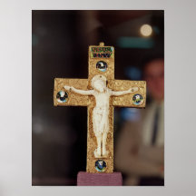 Reliquarycrucifix, elfenbenKristus på guldkor Posters
