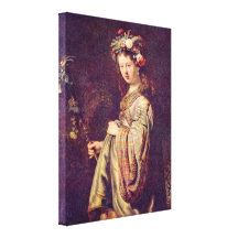 Rembrandt Van Rijn - porträtt av Saskia som floror Sträckt Kanvastryck