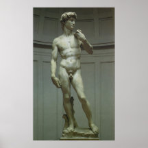Renaissancemarmorstaty av David av Michelangelo Print