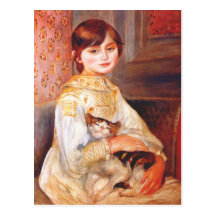 Renoir flicka med kattvykortet