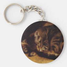 Renoir som sovar kattnyckelringen