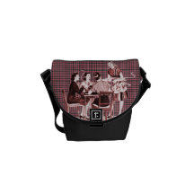 Retro 40-talkort och kaffe messenger bag