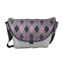 Retro Argyle klassikerHoundstooth grått och lilor Messenger Bag