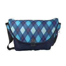 Retro Argyle moderiktig mer blå än blått Kurir Väska