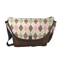 Retro Argyle moderiktig rosagrönt och choklad - br Messenger Bag