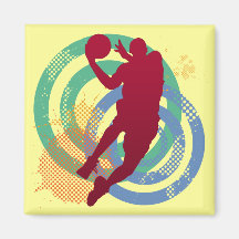 Retro basketspelare magnet för kylskåp