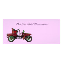 RETRO BIL, AUTO ÅTERSTÄLLANDE, rosa Inbjudningar