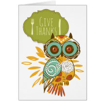 Retro blom- kort för höstugglahappy thanksgiving