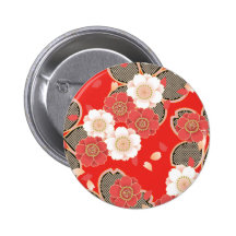Retro blom- röd vitvektor för gullig vintage pins