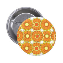 Retro blommaorange knapp med nål