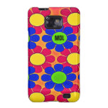Retro blommönster Samsung för nätt flower power Galaxy S2 Fodral