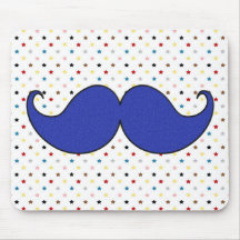 Retro Blue Mustache Moustache Mouse Pad