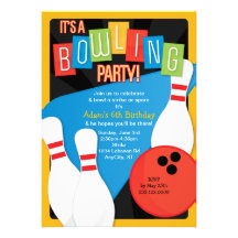 Retro bowlingbarnfödelsedagsfest inbjudan
