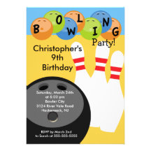 Retro bowlingfödelsedagsfest inbjudan