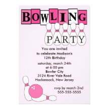 Retro bowlingfödelsedagsfest inbjudan
