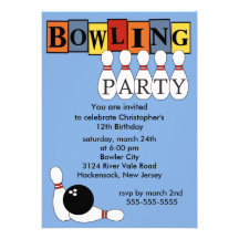 Retro bowlingfödelsedagsfest inbjudan