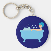 Retro bubbelbadflicka nyckel ring