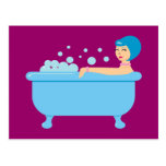 Retro bubbelbadflicka vykort