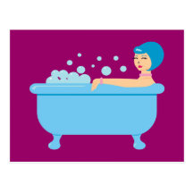 Retro bubbelbadflicka vykort