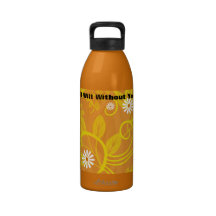 Retro daisy och gult Filigree över orangen Dryckflaska