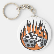 retro flammande tärningdesign nyckel ring